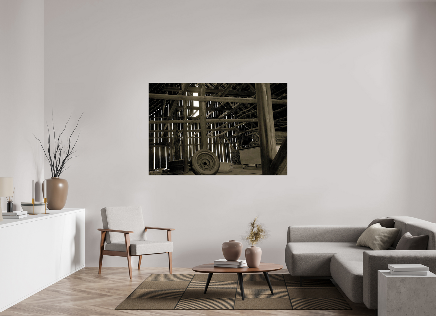 inside of an 1920s barn